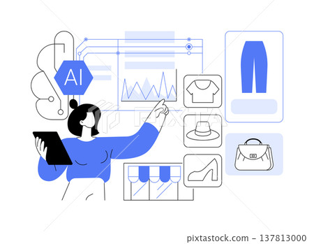 AI-Intelligent Demand Prediction for Pop-Up Stores abstract concept vector illustration. AI-Intelligent Demand Prediction for Pop-Up Stores abstract concept vector illustration. 137813000