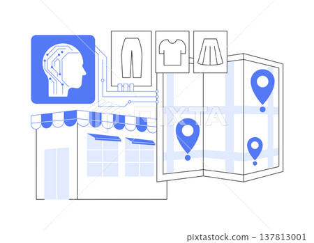 AI-Smart AI-Enabled Store Layout Planning abstract concept vector illustration. AI-Smart AI-Enabled Store Layout Planning abstract concept vector illustration. 137813001