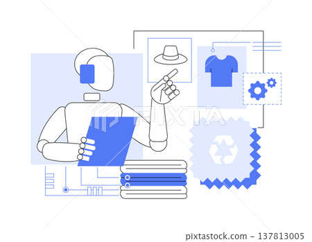 AI-Integrated AI-Driven Sustainable Material Selection abstract concept vector illustration. 137813005