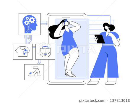 AI-Optimized Visual Search Shopping abstract concept vector illustration. 137813018