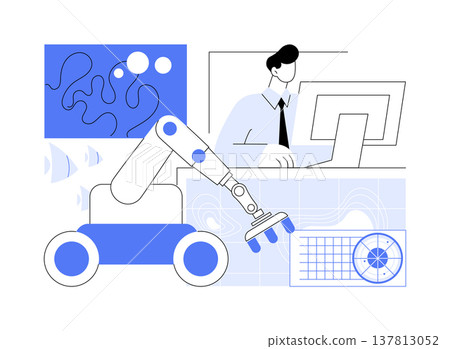 Robotic Systems for Deep-Sea Exploration abstract concept vector illustration. Robotic Systems for Deep-Sea Exploration abstract concept vector illustration. 137813052