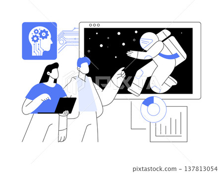 AI-Assisted Space Exploration abstract concept vector illustration. AI-Assisted Space Exploration abstract concept vector illustration. 137813054