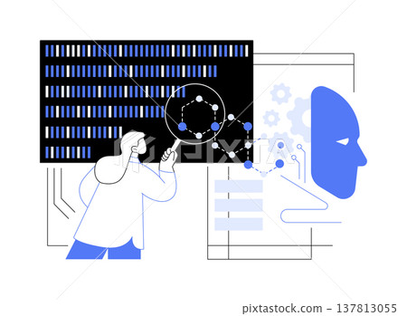 Gene Mapping with AI abstract concept vector illustration. Gene Mapping with AI abstract concept vector illustration. 137813055