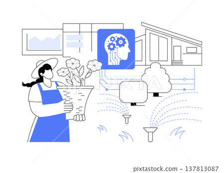 AI Smart Garden Management abstract concept vector illustration. 137813087