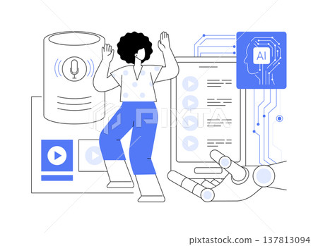 AI Music Recommendation Algorithms abstract concept vector illustration. 137813094
