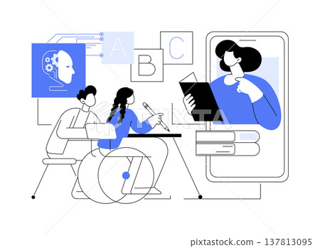 AI Personalized Learning for Disabilities abstract concept vector illustration. 137813095