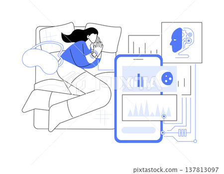 AI Personalized Sleep Coaching abstract concept vector illustration. AI Personalized Sleep Coaching abstract concept vector illustration. 137813097