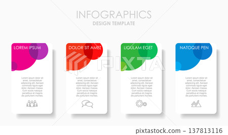 Infographic template with colorful options, icons, text for comparing features, services, business choices. Vector illustration. Infographic template with colorful options, icons, text for comparing features, services, business choices. Vector illustration. 137813116