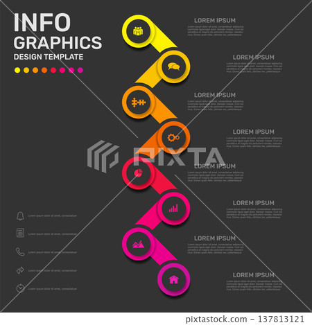 Infographic flow chart with icons, text and arrows, ideal for visualizing processes, workflows, or timelines. Vector illustration. Infographic flow chart with icons, text and arrows, ideal for visualizing processes, workflows, or timelines. Vector illustration. 137813121