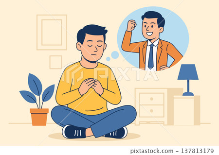 Male subject concentrates on spiritual practice Male subject concentrates on spiritual practice 137813179