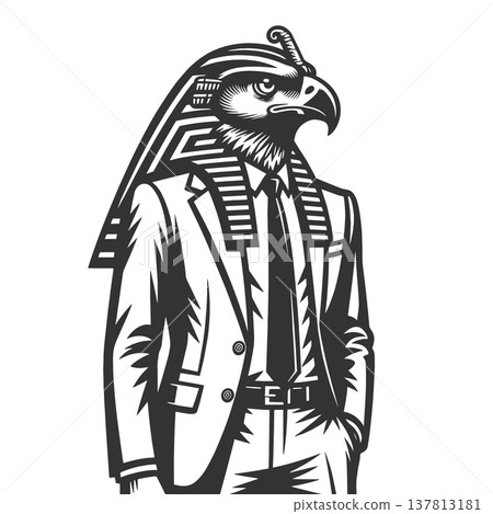 Falcon Head Businessman Egyptian God vector Falcon Head Businessman Egyptian God vector 137813181