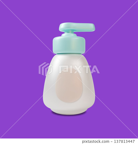 3d Color Daily Intimate Gel or Soap Liquid Bottle Dispenser Wash Concept Cartoon Design Style. Vector illustration 137813447