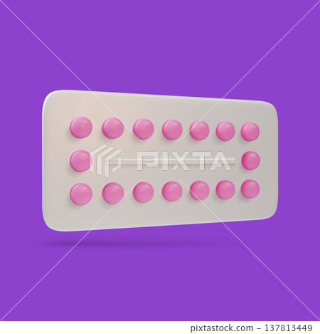 3d Color Birth Control Pills for Emergency Contraception Concept Cartoon Design Style. Vector illustration of Oral Contraceptive Tablets 137813449