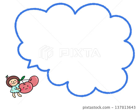 一個留著波波頭、手拿大櫻桃的可愛女孩的對話框。 137813643