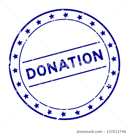 Grunge blue donation word round rubber seal stamp on white background 137813746