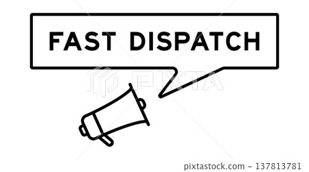 Megaphone icon with speech bubble in word fast dispatch on white background Megaphone icon with speech bubble in word fast dispatch on white background 137813781