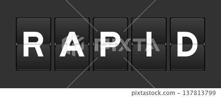 Black color analog flip board with word rapid on gray background 137813799