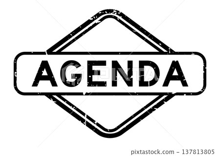Grunge black agenda word rubber seal stamp on white background 137813805