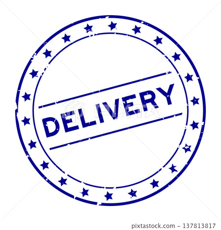 Grunge blue delivery word round rubber seal stamp on white background Grunge blue delivery word round rubber seal stamp on white background 137813817