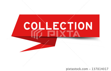 Red color speech banner with word collection on white background 137814017