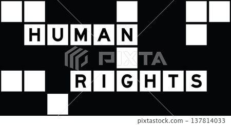 Alphabet letter in word human rights on crossword puzzle background 137814033