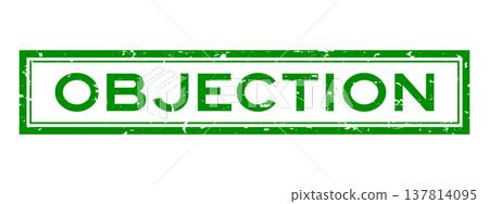 Grunge green objection word square rubber seal stamp on white background Grunge green objection word square rubber seal stamp on white background 137814095