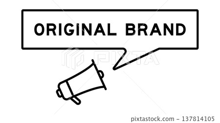 Megaphone icon with speech bubble in word original brand on white background Megaphone icon with speech bubble in word original brand on white background 137814105