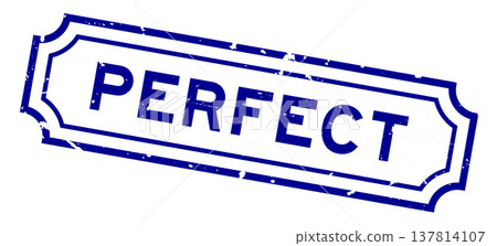 Grunge blue perfect word rubber seal stamp on white background Grunge blue perfect word rubber seal stamp on white background 137814107