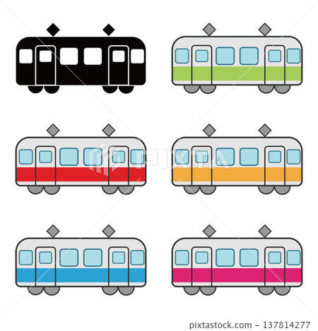 Cute train illustration set 137814277