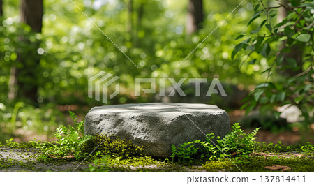 stone podium rock pedestal moss natural forest background sunlight platform empty green plants organic cosmetic product showcase beauty environment landscape mockup outdoor stage granite stone podium rock pedestal moss natural forest background sunlight platform empty green plants organic cosmetic product showcase beauty environment landscape mockup outdoor stage granite 137814411