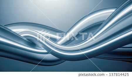 abstract smooth flowing metallic tubes shiny glossy blue silver overlapping cables 3d render dynamic geometric shape futuristic industrial design modern luxury background 137814425