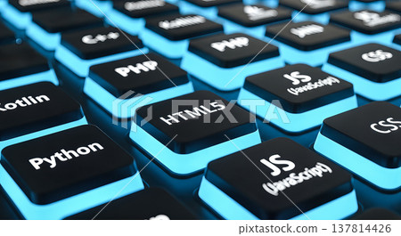 programming languages computer keyboard glowing blue keys html5 python javascript php css web development coding software engineering digital technology computer science education business concept programming languages computer keyboard glowing blue keys html5 python javascript php css web development coding software engineering digital technology computer science education business concept 137814426