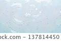 Abstract background texture of clear liquid gel with bubbles and smears on light blue surface representing moisturizing cosmetic product or medical sanitizer 137814450