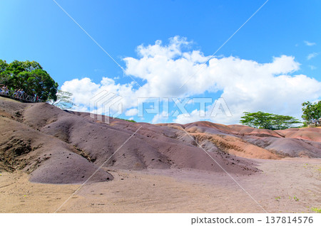 The beautiful scenery of the rainbow-colored land in Mauritius 137814576