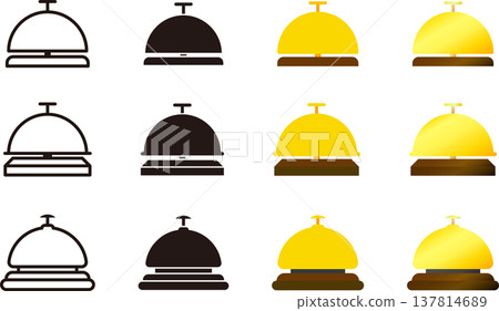 A set of various variations of the tabletop call bell icon. 137814689
