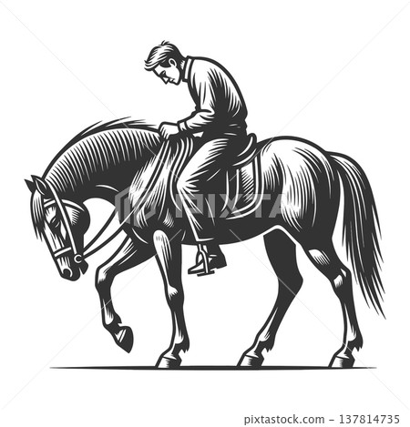 Exhausted Businessman Riding Tired Horse raster Exhausted Businessman Riding Tired Horse raster 137814735