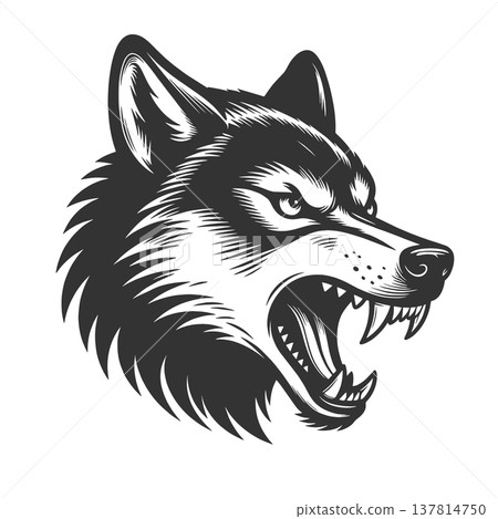 Aggressive Wolf Head Snarling Animal raster Aggressive Wolf Head Snarling Animal raster 137814750