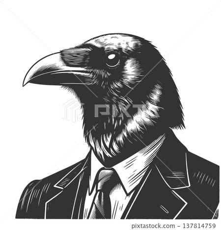 Raven Head Businessman In Suit vector illustration 137814759
