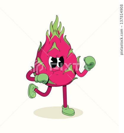 dragon fruit boxer groovy cartoon illustration dragon fruit boxer groovy cartoon illustration 137814908