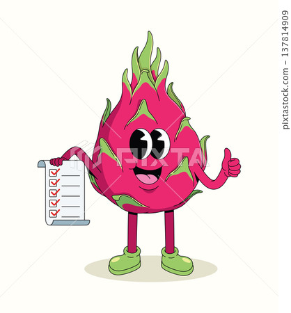 dragon fruit checklist groovy cartoon illustration dragon fruit checklist groovy cartoon illustration 137814909