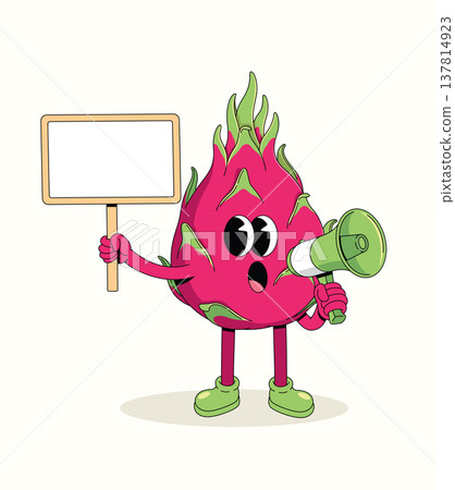 dragon fruit megaphone groovy cartoon illustration dragon fruit megaphone groovy cartoon illustration 137814923