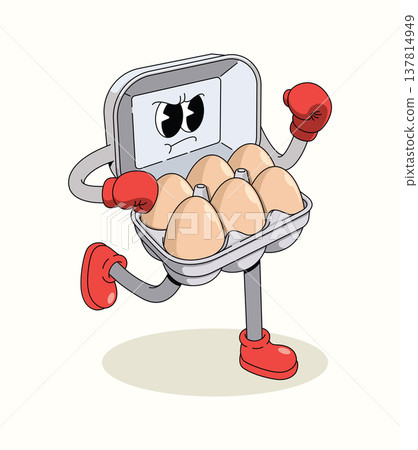 egg carton boxer groovy cartoon illustration egg carton boxer groovy cartoon illustration 137814949