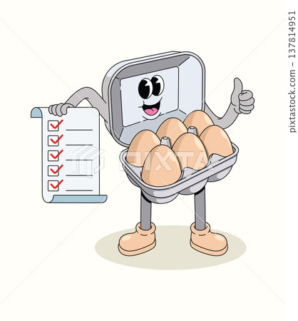 egg carton checklist groovy cartoon illustration egg carton checklist groovy cartoon illustration 137814951