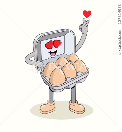 egg carton love groovy cartoon illustration 137814958