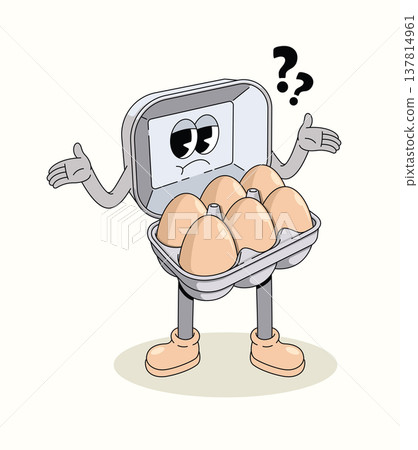egg carton shrugging groovy cartoon illustration egg carton shrugging groovy cartoon illustration 137814961