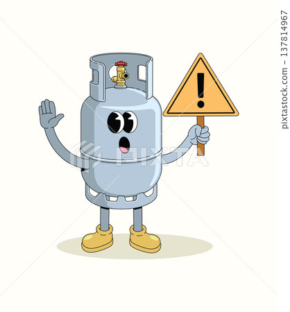 gas cylinder caution groovy cartoon illustration 137814967
