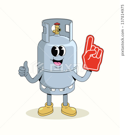 gas cylinder foam finger groovy cartoon illustration 137814975