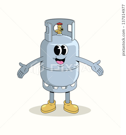gas cylinder groovy cartoon illustration 137814977