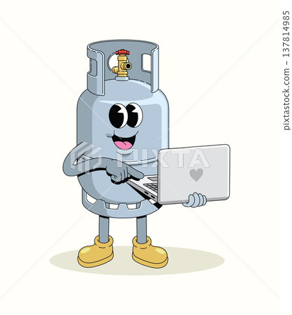 gas cylinder laptop groovy cartoon illustration gas cylinder laptop groovy cartoon illustration 137814985