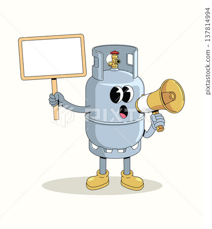 gas cylinder megaphone groovy cartoon illustration 137814994